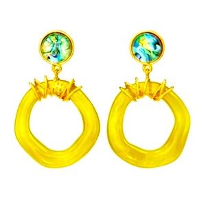 Tory Burch tangerine wrapped door knocker lightweight statement earrings